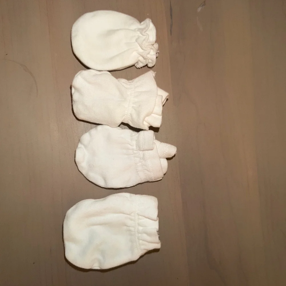 Set of White Baby Mittens